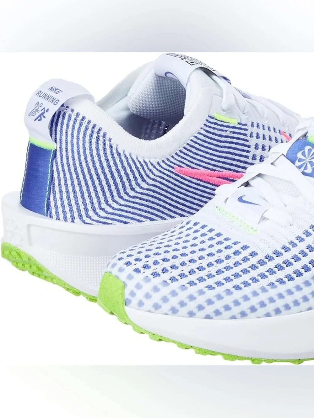 Nike Interact Run Women’s Size 9 White Blue Pink Green Running Shoes Sneakers